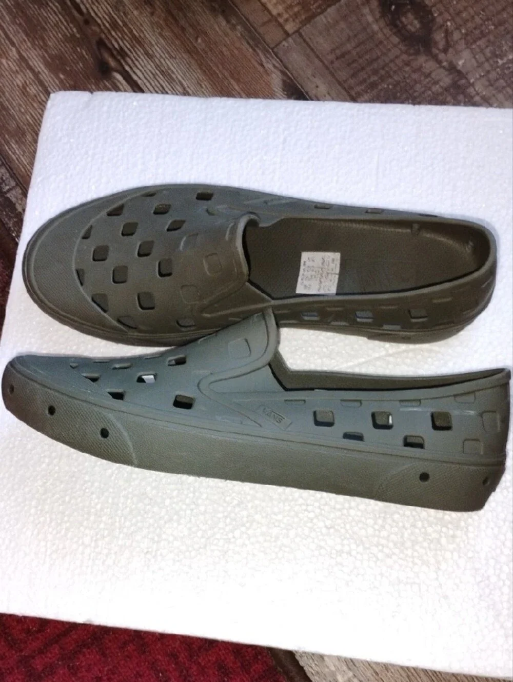 Unisex Vans Slip-On, Water-Resistant, Vented Shoe in Olive Green, Beach,Vacation